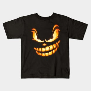 Scary Pumpkin Face Jack O Lantern Halloween Costume Kids T-Shirt